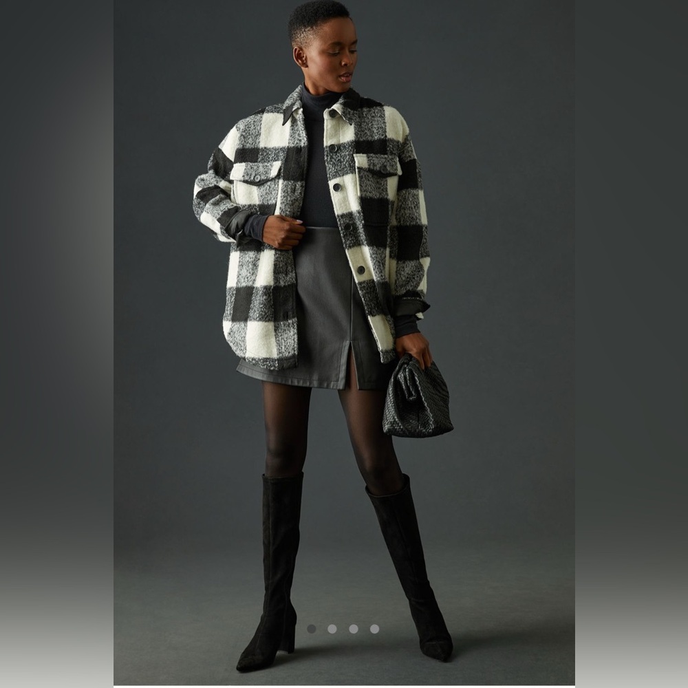 Good American Black & White Plaid Jacket